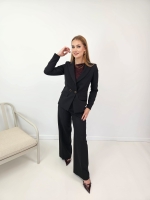 Klasyczny, czarny żakiet damski z dwurzędowym zapięciem na  guzik - Blanka 186 – 512 